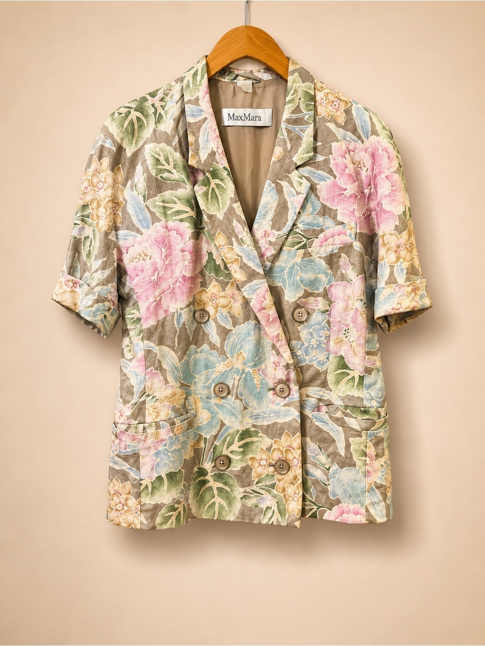 MAX MARA Vintage Linen Cotton Floral Skirt Suit Set Peony Garden - Picture 2 of 16